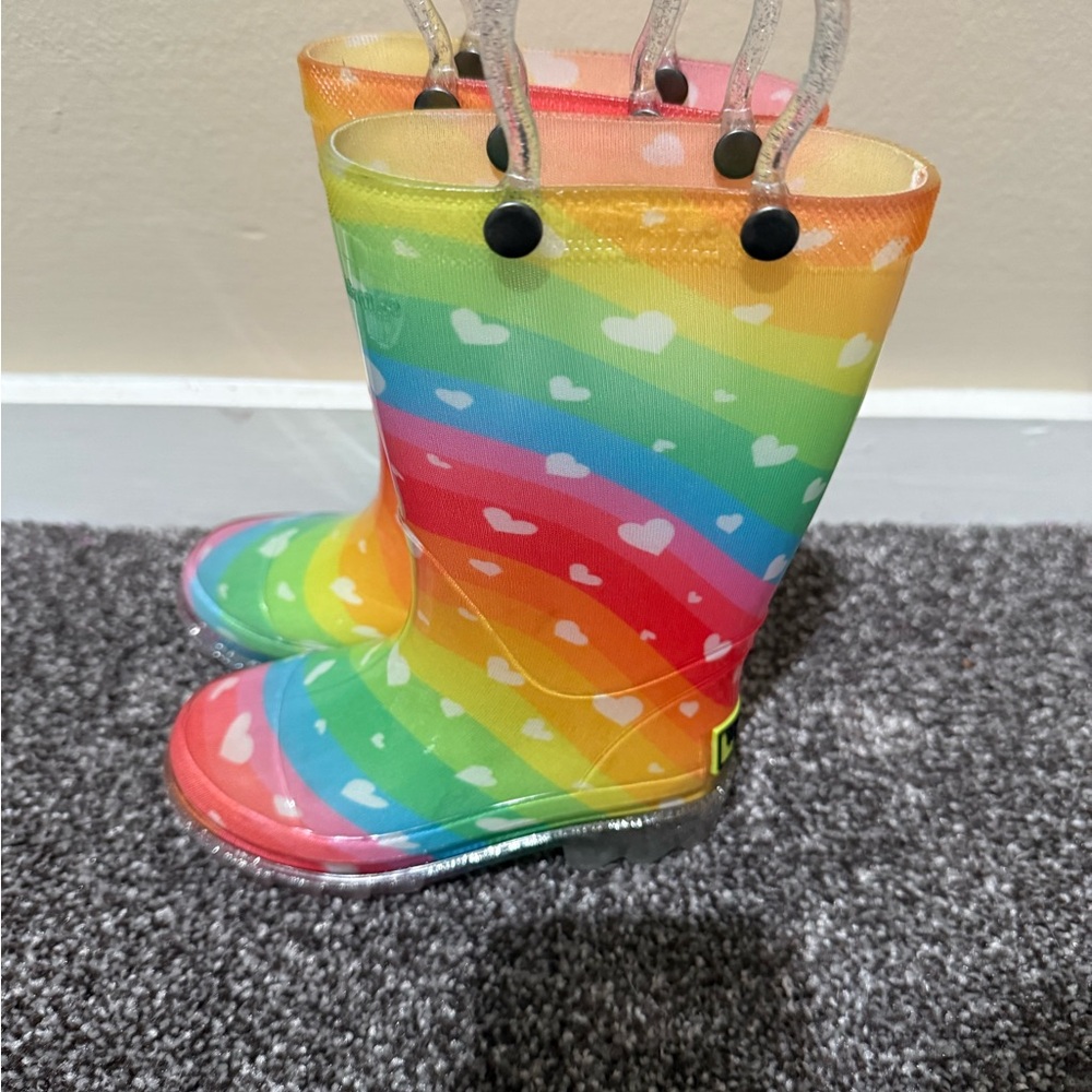 Rainbow Heart Kids Rain Boots